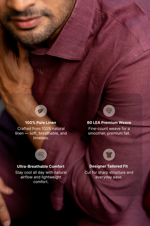 Coastal Muse β Maroon Linen Shirt