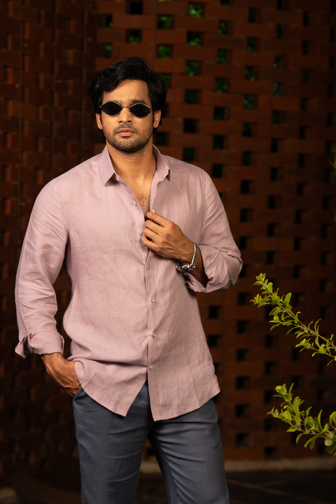 Seafoam Serenity β Blush Pink Linen Shirt