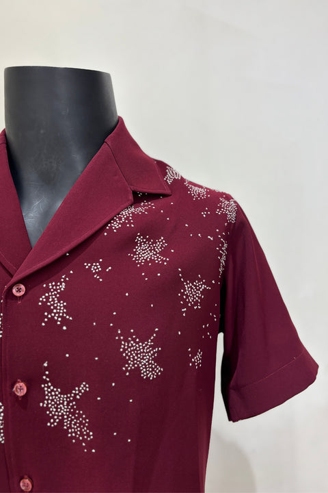 Zayro — Maroon Thread Embroidered Premium Shirt