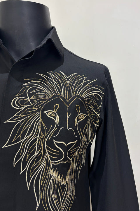 Noir King — Black Thread Embroidered Premium Shirt