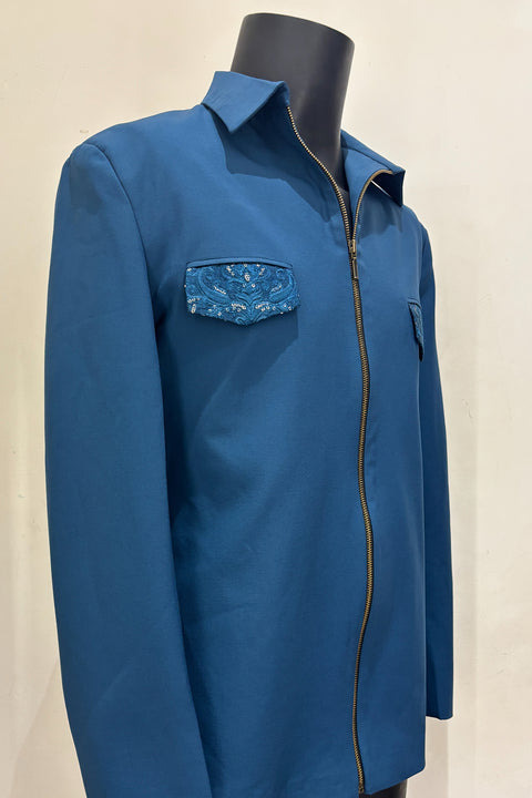 Monaco Blue — Midnight Blue 4-Way Stretch Shacket