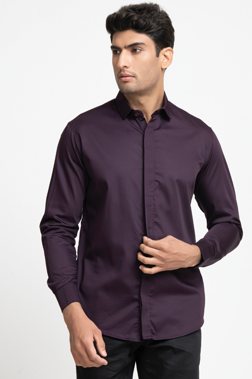 Amethyst — Purple Solid Giza Cotton Shirt