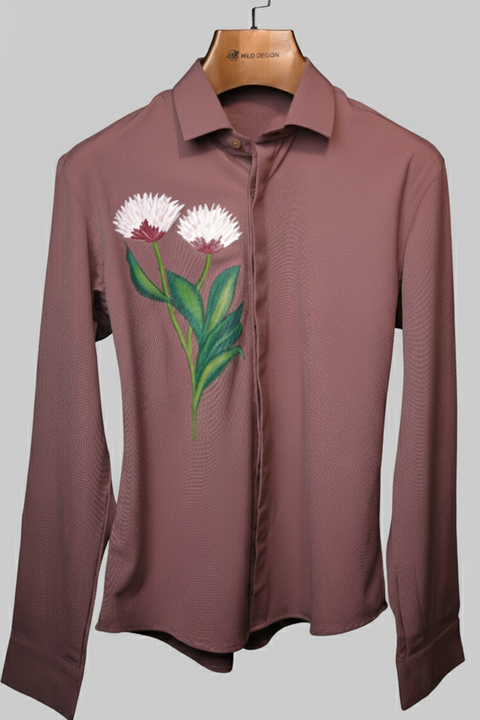 Rosewood — Mauve Hand Painted Floral 4-Way Stretch Urban Shirt