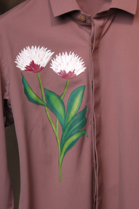 Rosewood β Mauve Hand Painted Floral 4-Way Stretch Urban Shirt