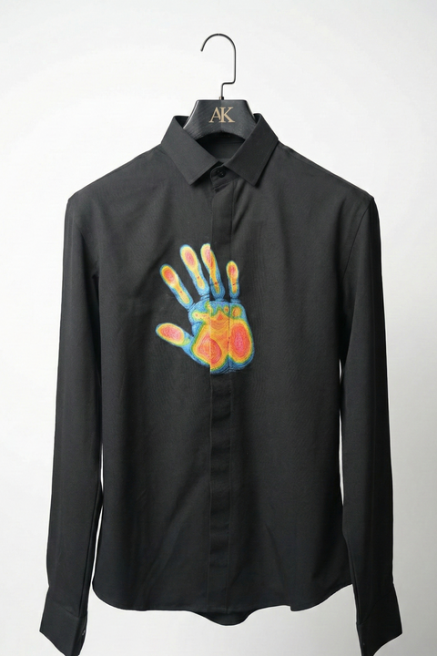 Palm Mark — Black Hand Painted Palm 4-Way Stretch Urban Shirt