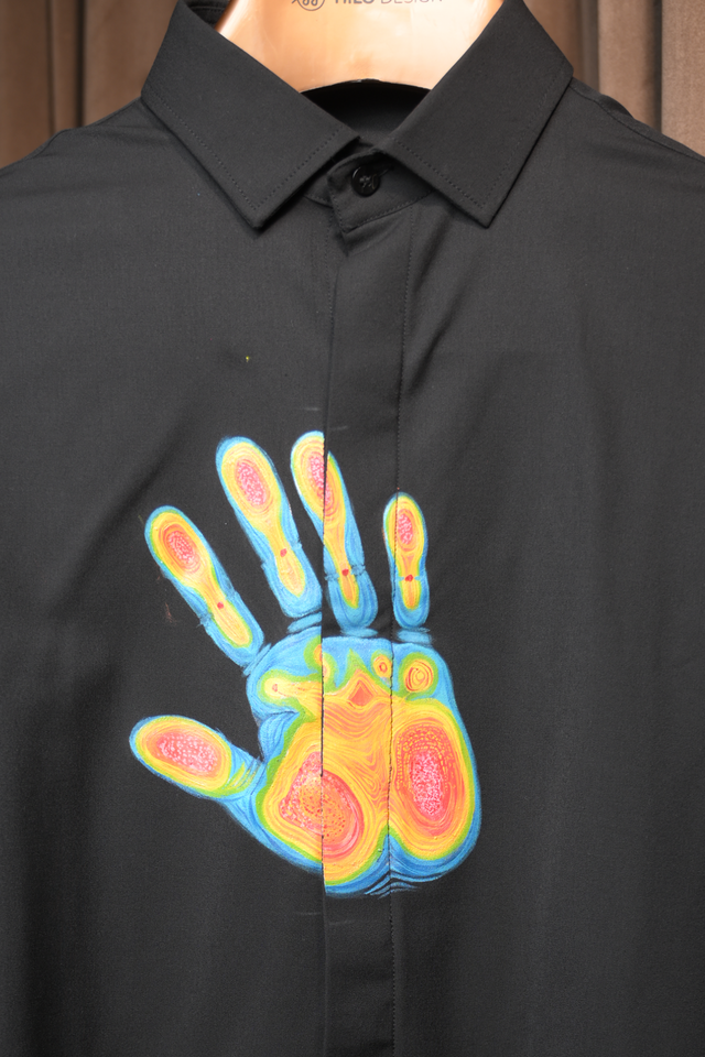 Palm Mark — Black Hand Painted Palm 4-Way Stretch Urban Shirt