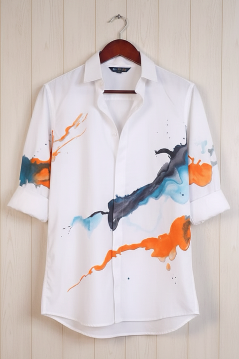 Inkrush β White Hand Painted 4-Way Stretch Urban Shirt