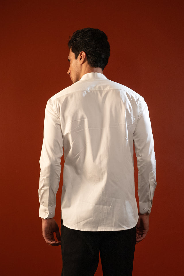Gunina — White Thread Embroidered Giza Cotton Shirt
