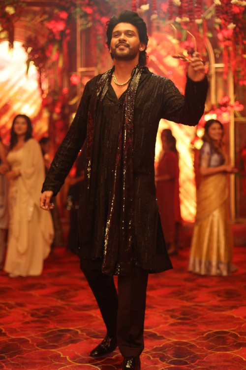 Kala Viraj — Black Hand Embroidered Falling Raw Silk Kurta