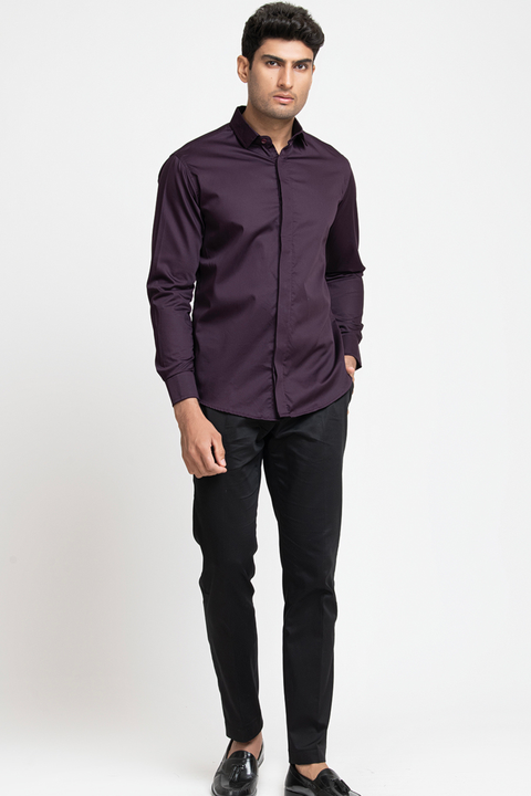 Amethyst β Purple Solid Giza Cotton Shirt