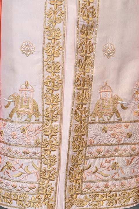 Serenity — Peach Hand Embroidered Raw Silk Sherwani