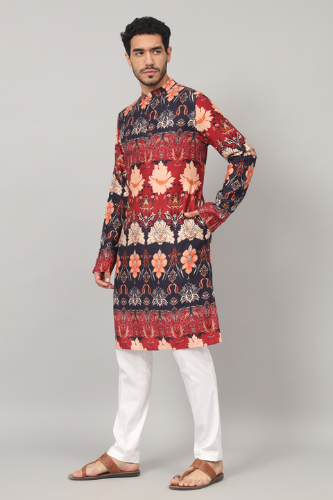 Blossom — Blue Blossom Print Cotton Kurta
