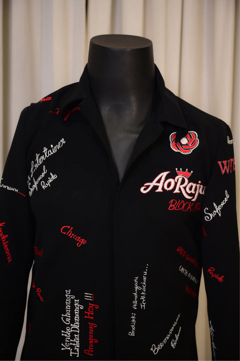 Rebel Script — Black Embroidered British Fabric Shacket