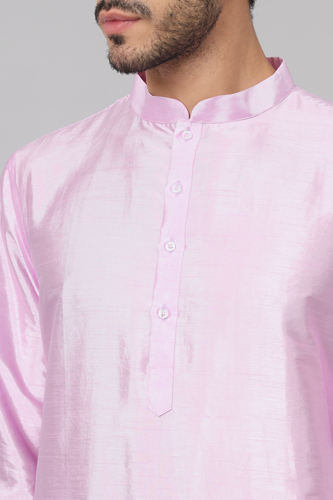 Lila — Lavender Embroidered Semi Raw Silk Kurta