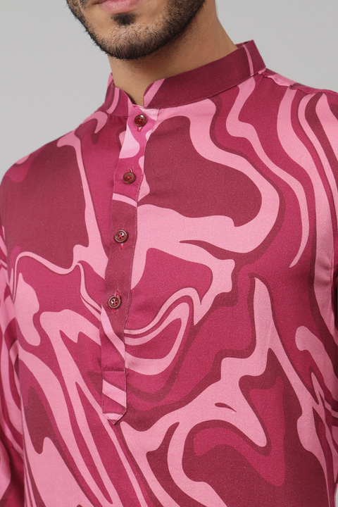 Marmore — Mauve Marble Print Cotton Kurta