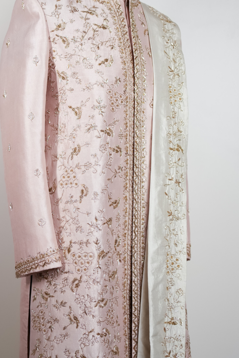 Blush Regal Aura β Beige Hand Embroidered Dupion Silk Sherwani