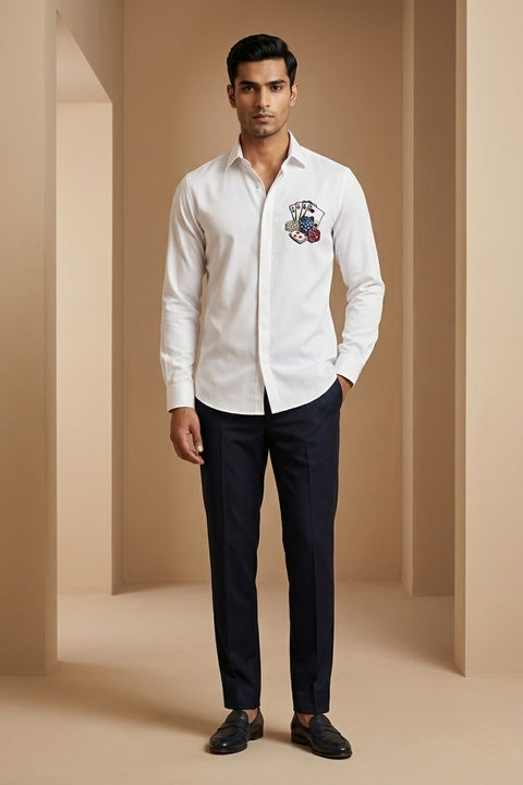 Ace β White Thread Embroidered 4-Way Stretch Shirt