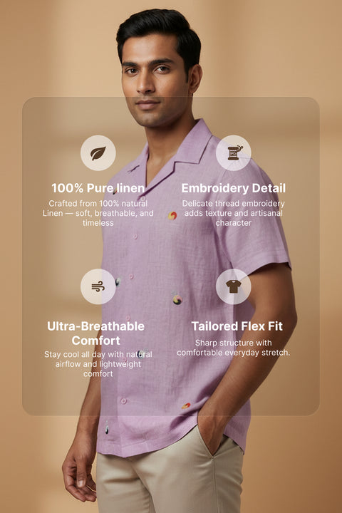 Airloom β Lavender Embroidered Linen Shirt