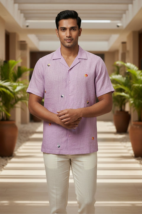 Airloom β Lavender Embroidered Linen Shirt