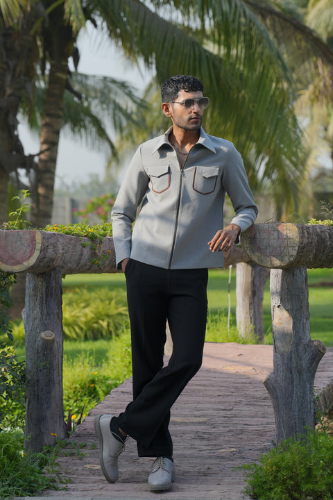 Laynox — Distorted Grey 4-Way Stretch Shacket