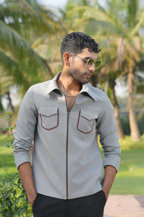 Laynox — Distorted Grey 4-Way Stretch Shacket