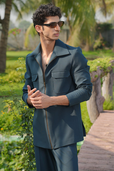 Strukt — Deep Teal 4-Way Stretch Shacket