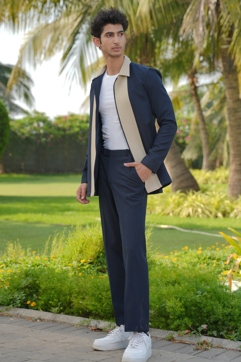 Duo Draft — Navy Blue 4-Way Stretch Shacket