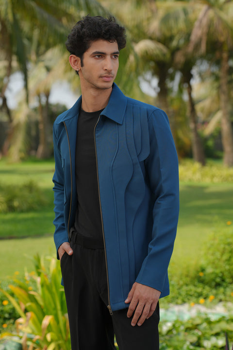 Sleek — Teal Blue 4-Way Stretch Shacket