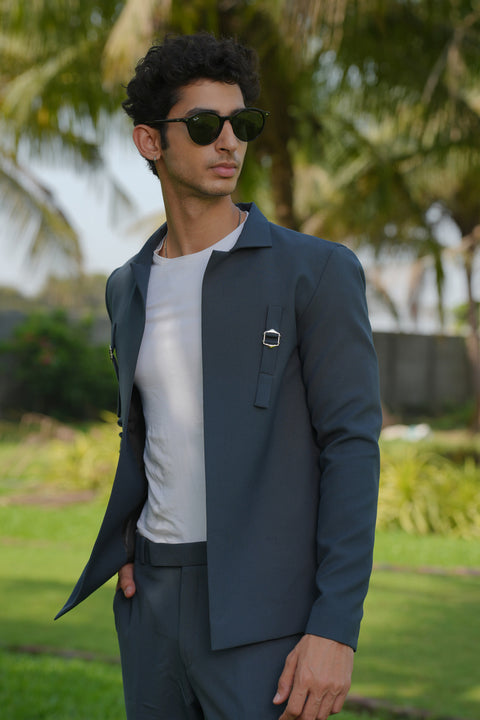 Gridon ā Dark Grey 4-Way Stretch Shacket