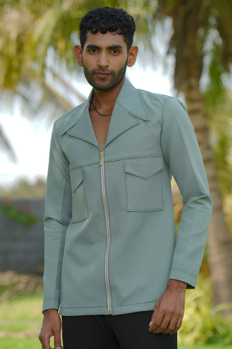 Sandrift — Olive 4-Way Stretch Shacket