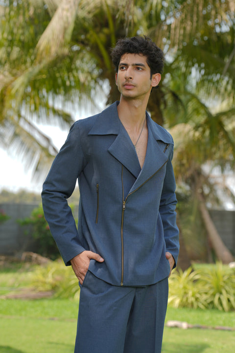 Nebula Verge — Denim Blue 4-Way Stretch Shacket