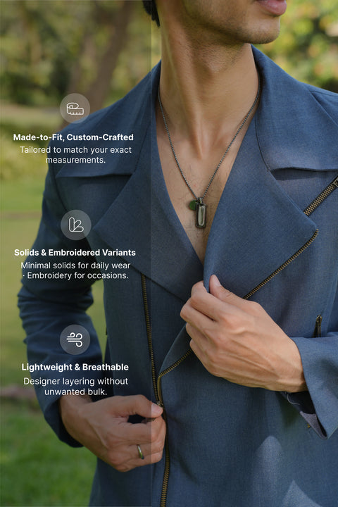 Nebula Verge — Denim Blue 4-Way Stretch Shacket