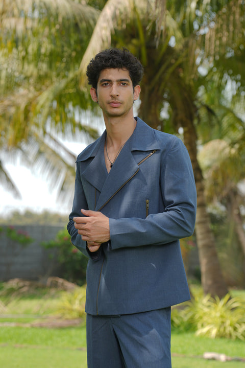 Nebula Verge — Denim Blue 4-Way Stretch Shacket