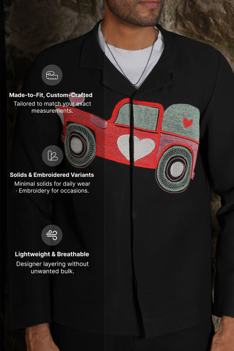 Cruise — Black British Fabric Shacket
