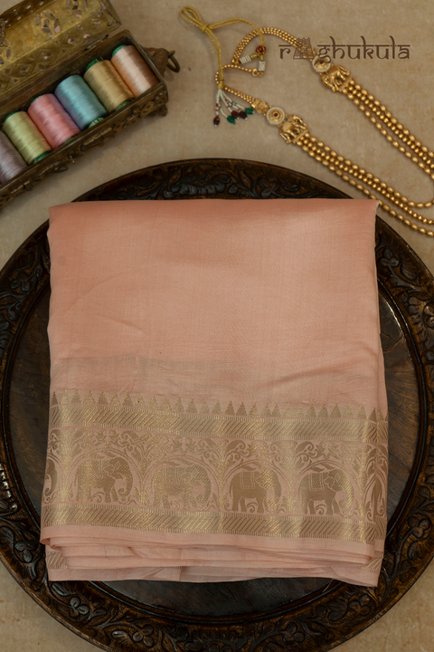 Aruna β Pastel Pink Raghukula Pattu Silk Fabric