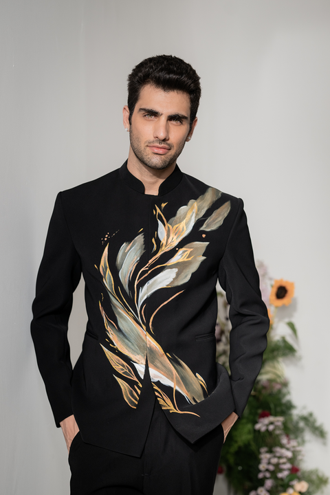 Brushline β Black Hand Painted Premium Indo-Western