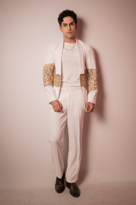 Ivory Loom — Ivory Hand Embroidered Armani Fabric Blazer