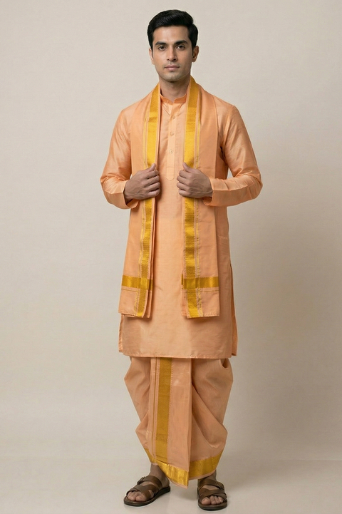 Harini ā Tan Gold Raghukula Pattu Silk Fabric