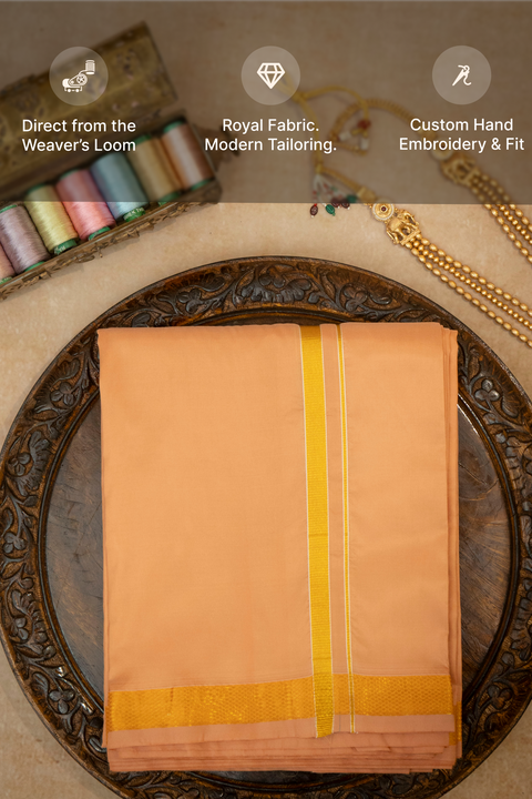 Harini ā Tan Gold Raghukula Pattu Silk Fabric