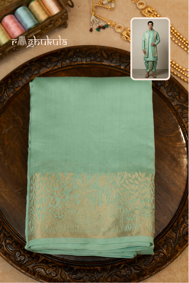 Harita — Green Raghukula Pattu Silk Fabric