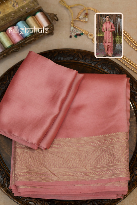 Kusuma ā Floral Blush Raghukula Pattu Silk Fabric
