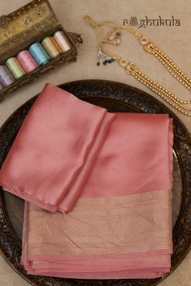 Kusuma — Floral Blush Raghukula Pattu Silk Fabric