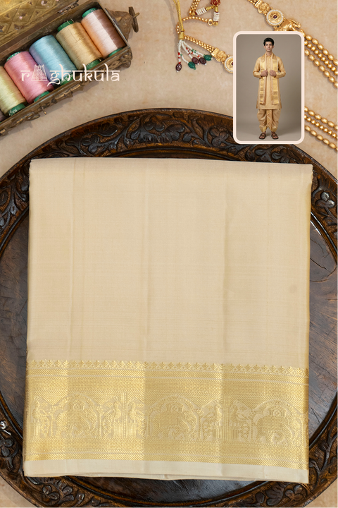 Mahin ā Cream Gold Heirloom Raghukula Pattu Silk Fabric