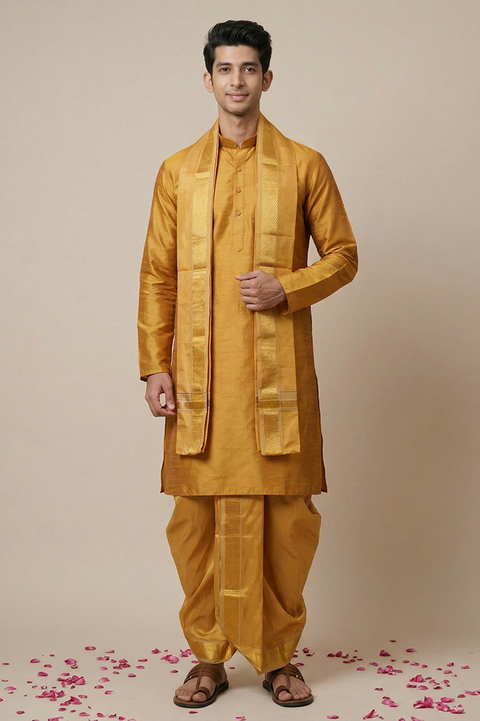 Pravalya â Coral Raghukula Pattu Silk Fabric