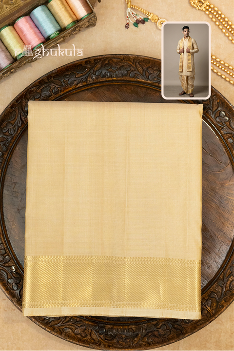 Shriyam — Cream Gold Heirloom Raghukula Pattu Silk Fabric