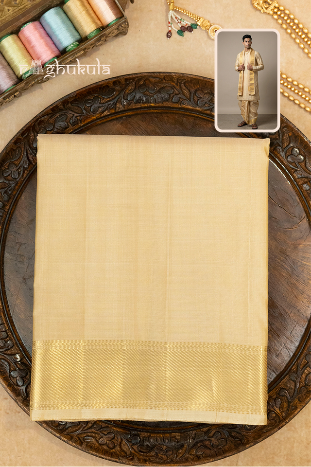 Shriyam — Cream Gold Heirloom Raghukula Pattu Silk Fabric