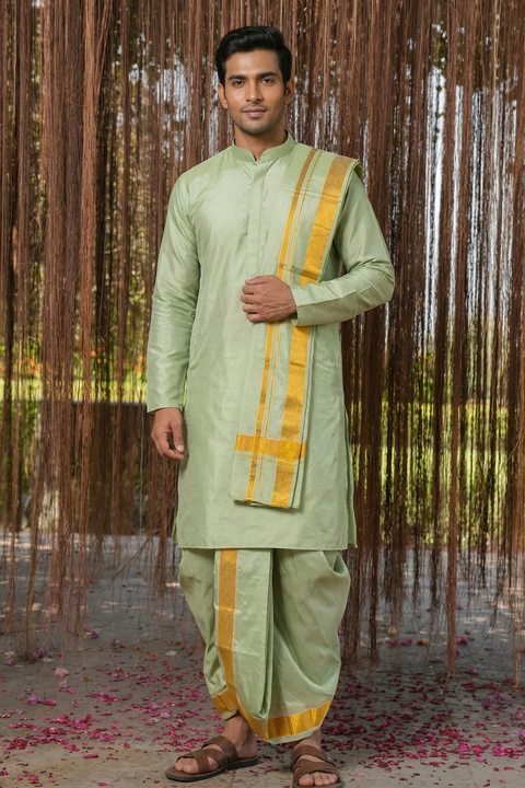Tejas — Bright Gold Raghukula Pattu Silk Fabric