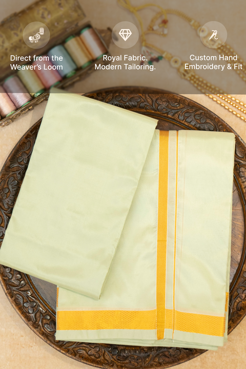 Tejas — Bright Gold Raghukula Pattu Silk Fabric