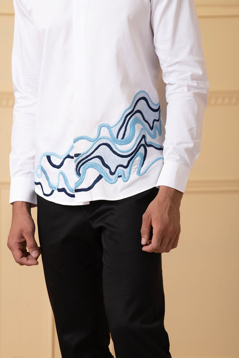 Celestial β White Thread Embroidered Giza Cotton Shirt