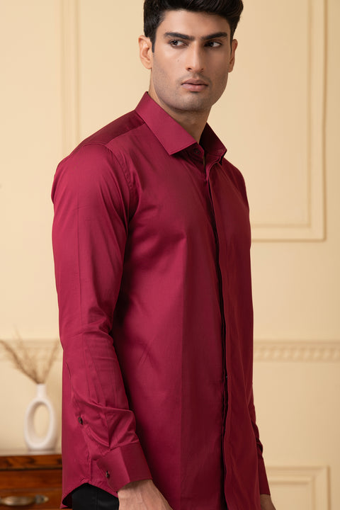 Crimson β Maroon Solid Giza Cotton Shirt